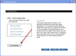 Step 1 Customized Reports - Load Template button